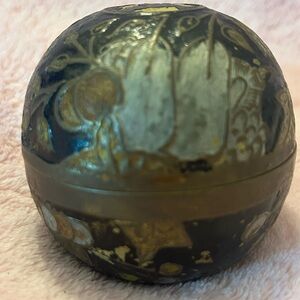 Vintage Brass Cloissone Spherical Trinket Box